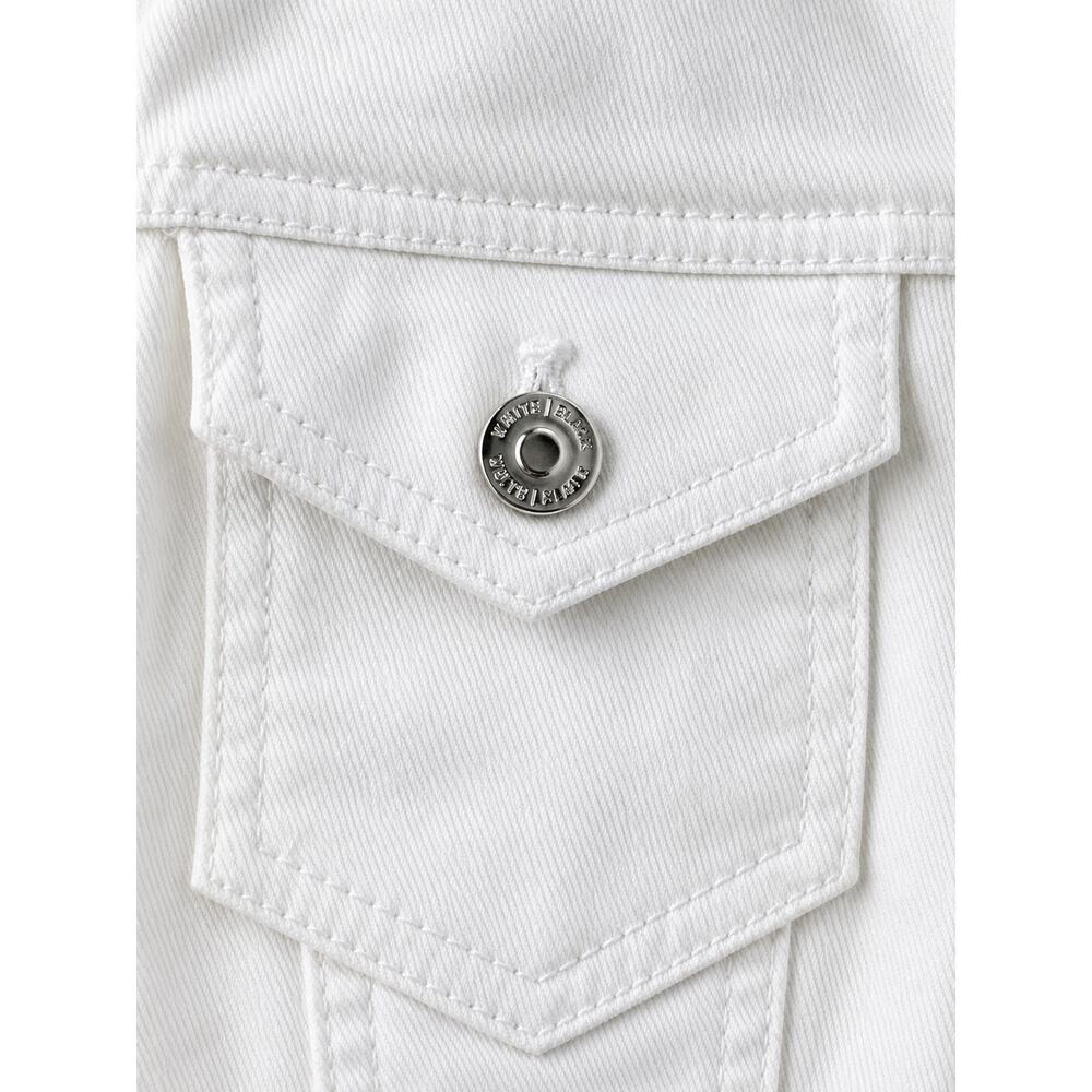 WHBM White Stretch Denim Puff Sleeve Fitted Jacket Size Extra Small🤍✨ 🤍 - Picture 9 of 15